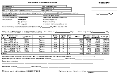 Акт приема драг.металла